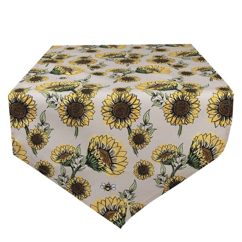 Béžový bavlněný běhoun se slunečnicemi Sunny Sunflowers - 50*160 cm Clayre & Eef - LaHome - vintage dekorace