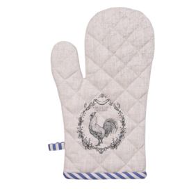 Béžová bavlněná chňapka - rukavice s kohoutem Devine French Roster - 18*30 cm Clayre & Eef