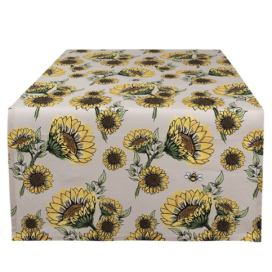 Béžový bavlněný běhoun se slunečnicemi Sunny Sunflowers - 50*140 cm Clayre & Eef