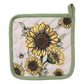Béžová bavlněná chňapka - podložka se slunečnicemi Sunny Sunflowers - 20*20cm Clayre & Eef