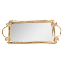 Zlatý dekorativní podnos se zrcadlem - 51*22*3 cm Clayre & Eef