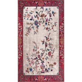 Červeno-krémový pratelný koberec 150x80 cm - Vitaus