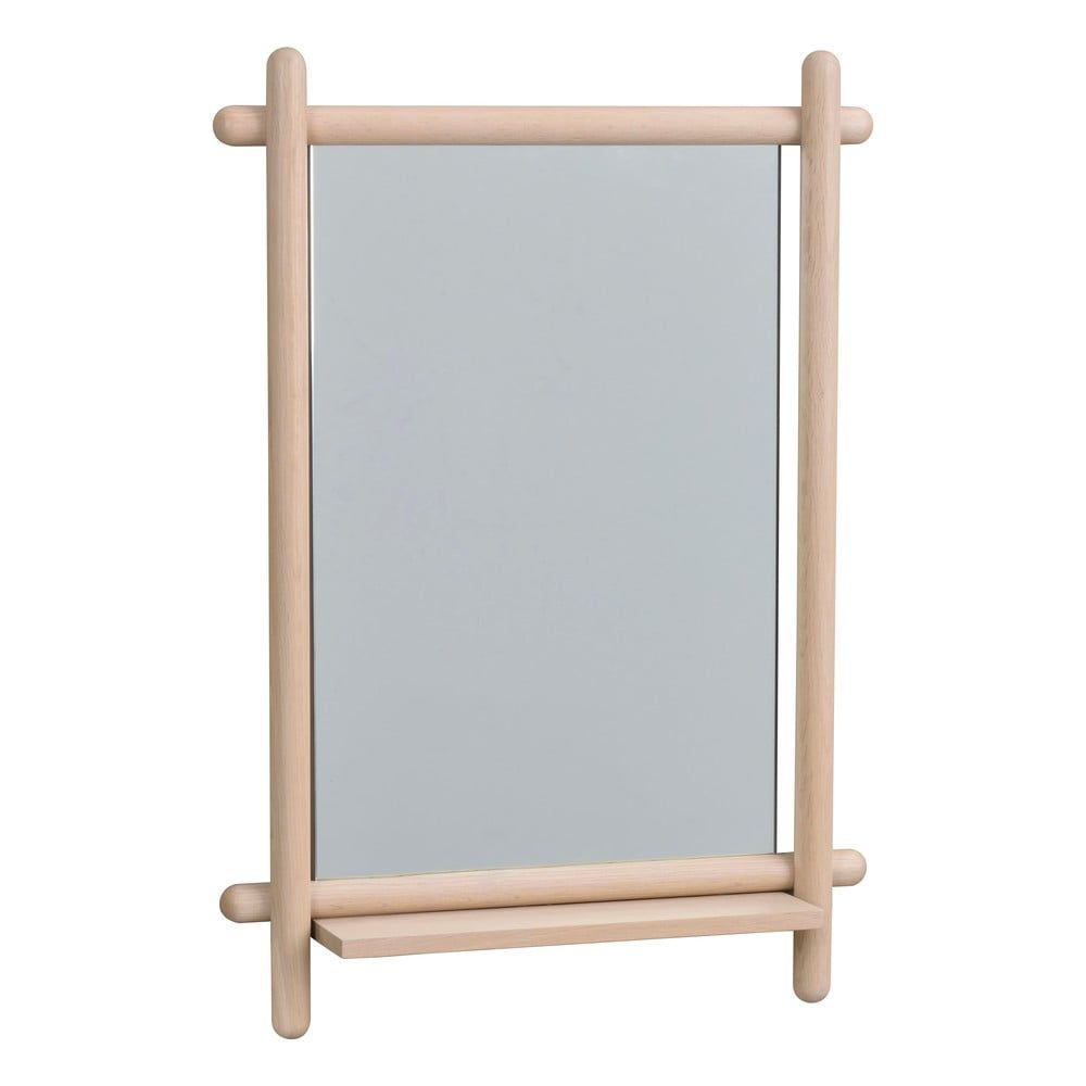 Nástěnné zrcadlo s poličkou  s dřevěným rámem 52x74 cm Milford - Rowico - Bonami.cz