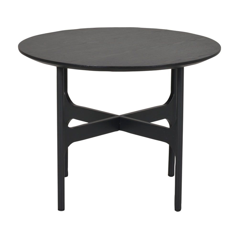 Černý kulatý konferenční stolek s deskou v dekoru jasanového dřeva 55x55 cm Colton - Rowico - Bonami.cz