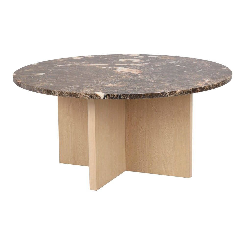 Hnědý mramorový kulatý konferenční stolek 90x90 cm Brooksville - Rowico - Bonami.cz