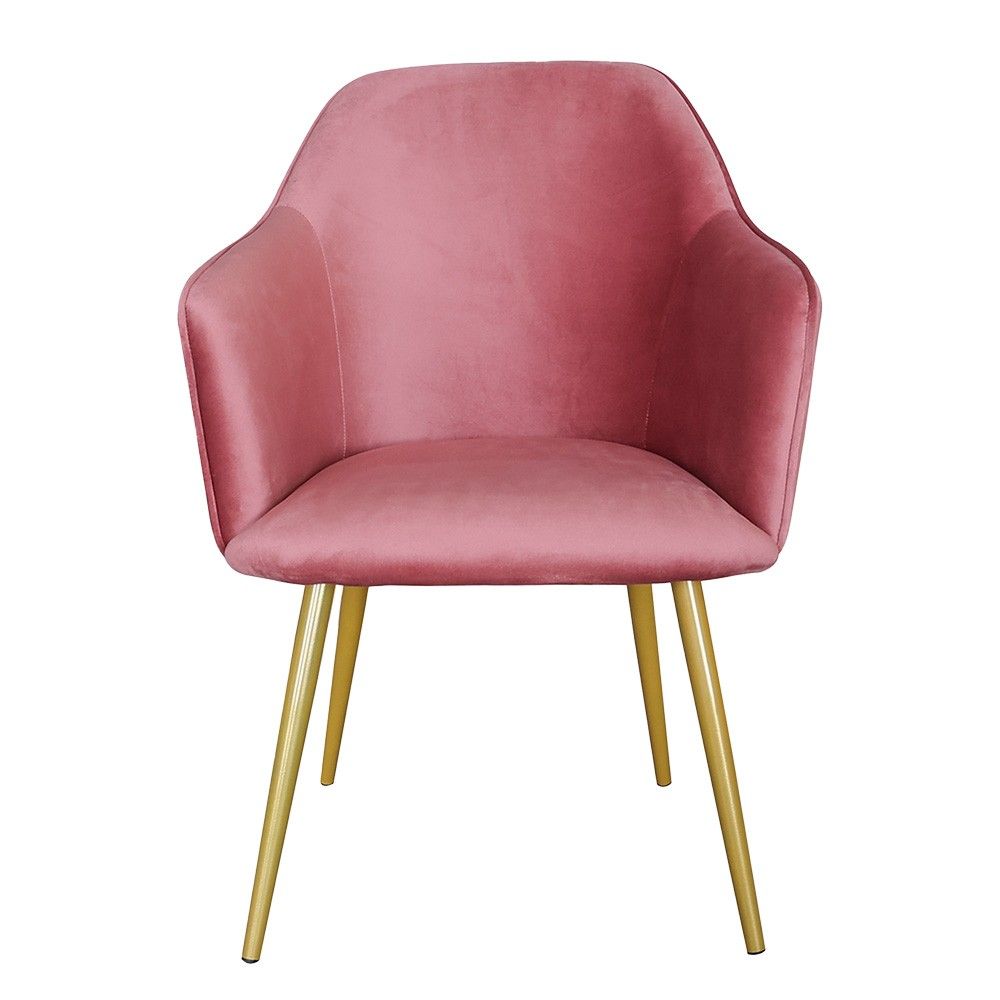 Růžová jídelní židle se zlatými nohami Gilda - 58*56*83 cm Clayre & Eef - LaHome - vintage dekorace