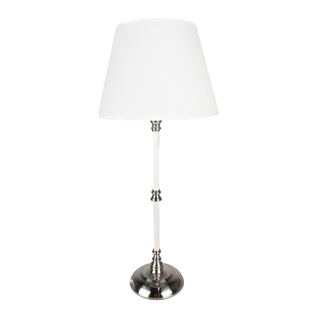 Stříbrná stolní lampa s bílým stínidlem - Ø 18*44 cm E27/max 1*60W Clayre & Eef - LaHome - vintage dekorace