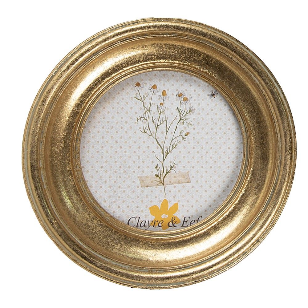 Zlatý antik kulatý fotorámeček - Ø 18*3 cm / Ø 13 cm Clayre & Eef - LaHome - vintage dekorace