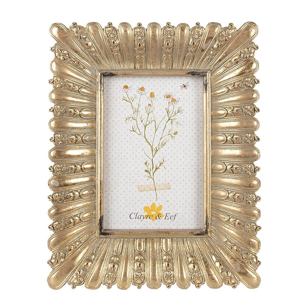 Zlatý antik fotorámeček se zdobnými květy - 20*3*24 cm / 10*15 cm Clayre & Eef - LaHome - vintage dekorace