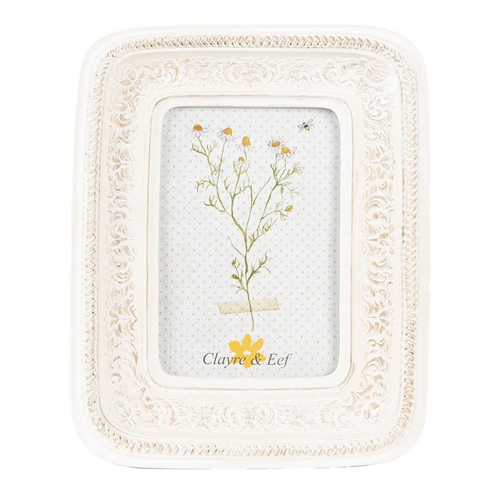 Béžový  antik fotorámeček se zdobnými květy - 18*3*23 cm / 10*15 cm Clayre & Eef - LaHome - vintage dekorace