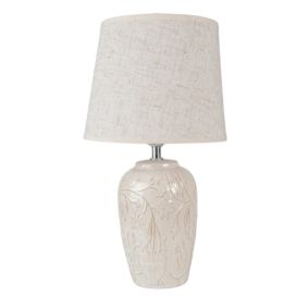Béžová stolní lampa se zdobnou keramickou nohou Tioné - Ø 20*37 cm E27/max 1*60W Clayre & Eef