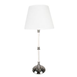 Stříbrná stolní lampa s bílým stínidlem - Ø 18*44 cm E27/max 1*60W Clayre & Eef