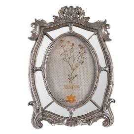 Stříbrný antik fotorámeček se zrcátky - 20*3*29 cm / 13*18 cm Clayre & Eef LaHome - vintage dekorace