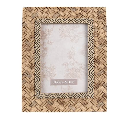 Hnědý dekorativní fotorámeček v dekoru dřeva  - 16*2*21 cm / 10*15 cm Clayre & Eef LaHome - vintage dekorace