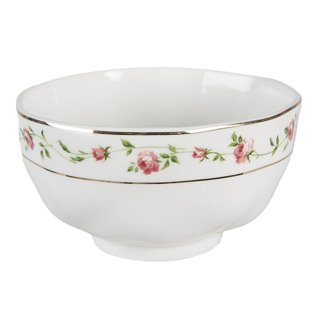 Porcelánová miska na polévku s růžičkami Cutty Rose - ∅ 11*6 cm / 300 ml Clayre & Eef - LaHome - vintage dekorace