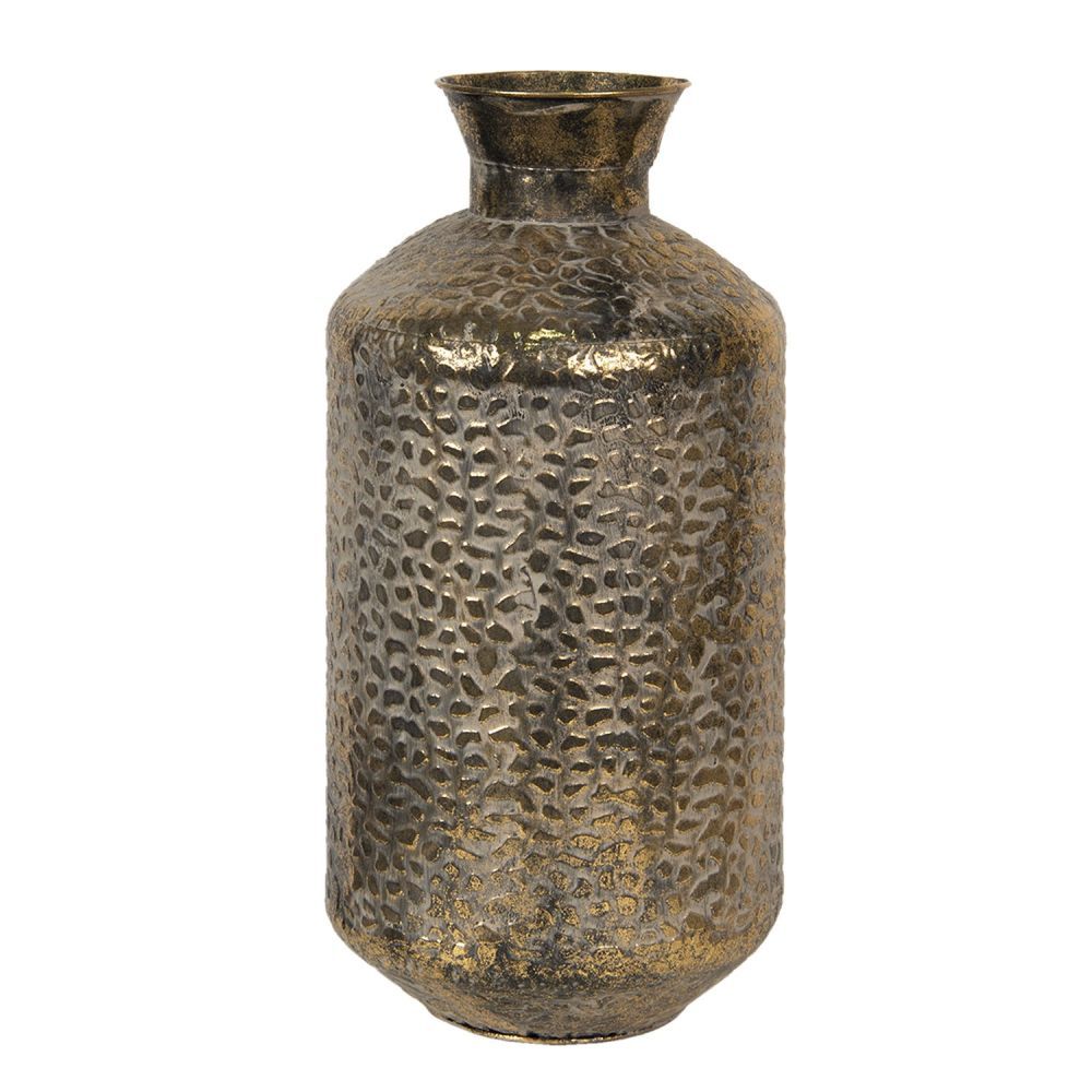 Vysoká stříbrná kovová váza s reliéfem Marquite – Ø 26*56 cm Clayre & Eef - LaHome - vintage dekorace