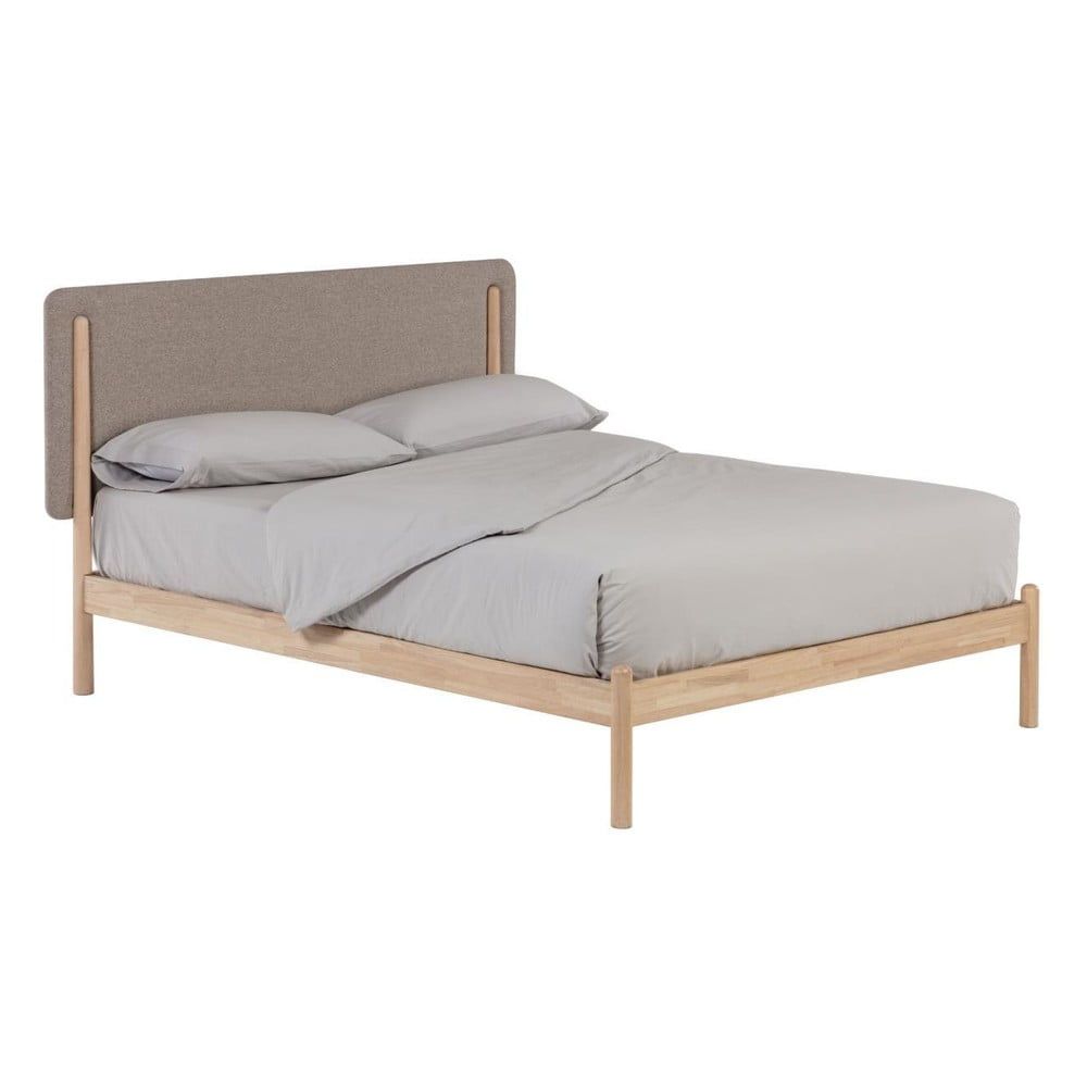 Dvoulůžková postel z kaučukového dřeva s roštem v šedo-přírodní barvě 160x200 cm Shayndel – Kave Home - Bonami.cz