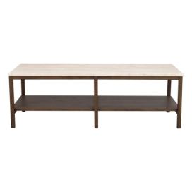Hnědo-béžový konferenční stolek s deskou z kamene 140x60 cm Orwel - Rowico