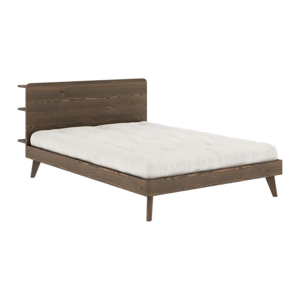 Hnědá dvoulůžková postel z borovicového dřeva s roštem 140x200 cm Retreat – Karup Design - Bonami.cz