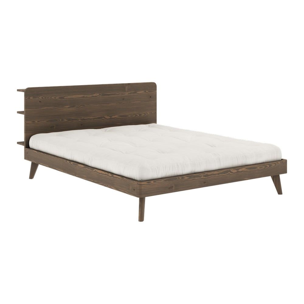 Hnědá dvoulůžková postel z borovicového dřeva s roštem 160x200 cm Retreat – Karup Design - Bonami.cz