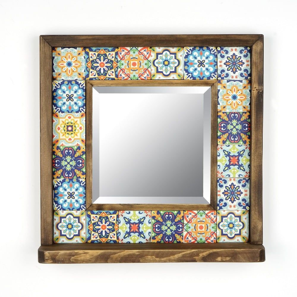 Nástěnné zrcadlo s poličkou  s rámem z kamene 32.5x33 cm – Wallity - Bonami.cz
