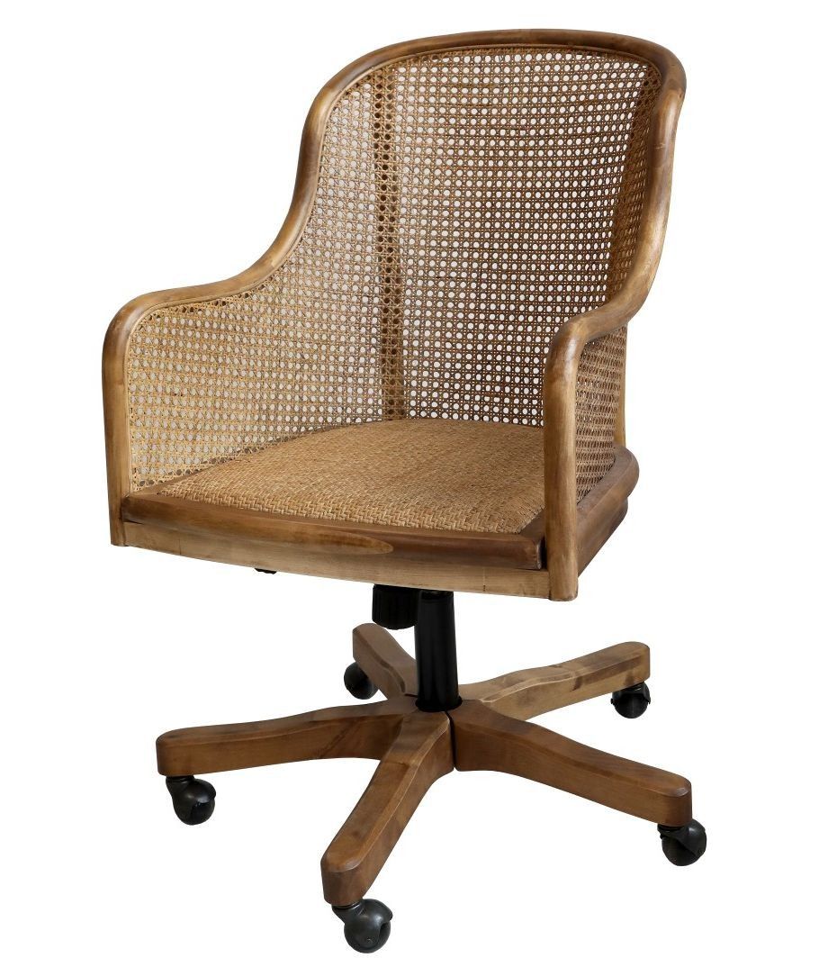 Antik dřevěná židle s výpletem a opěrkami na kolečkách Old French chair - 62*62*92 cm  Chic Antique - LaHome - vintage dekorace