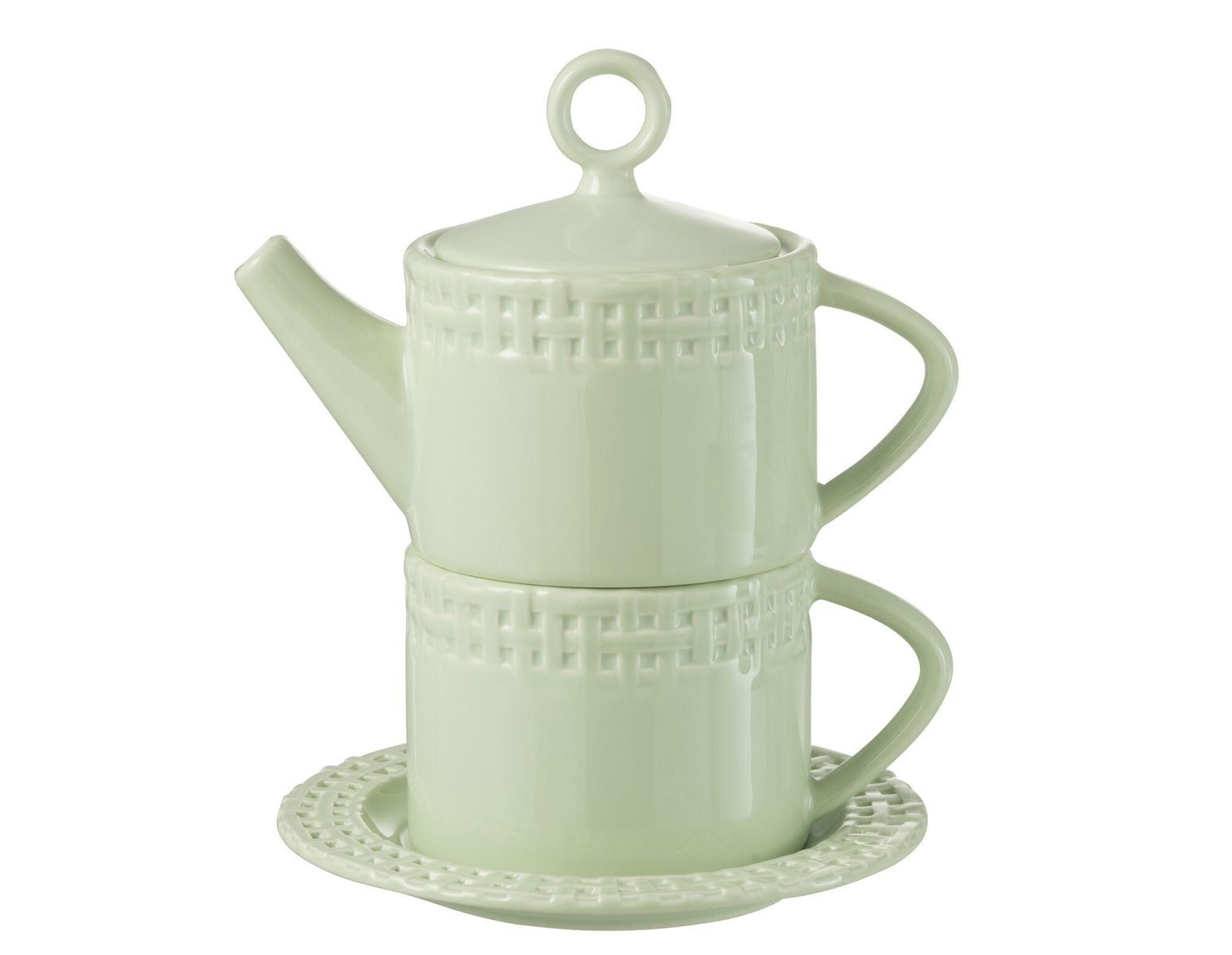 Zelený keramický Tea for One Hella Pastel Green - 18*16*22 cm J-Line by Jolipa - LaHome - vintage dekorace