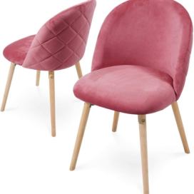 Miadomodo Sada jídelních židlí sametové, růžové, 2 ks