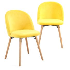 Miadomodo Sada jídelních židlí sametové, žluté, 2 ks