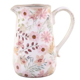 Keramický dekorační džbán s květy Floral Auray - 16*11*18cm Chic Antique