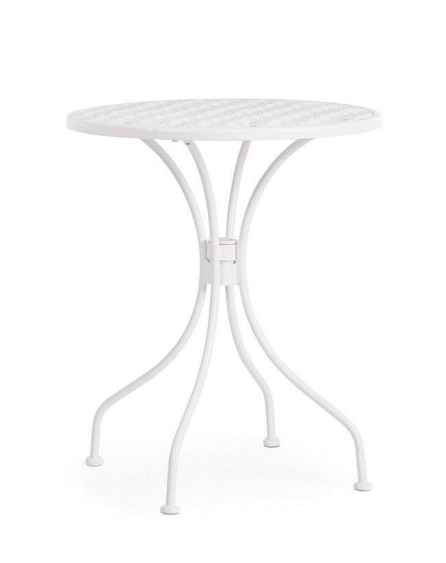 BIZZOTTO kulatý zahradní kovový stůl LIZETTE bílý ø60 cm - iodesign.cz
