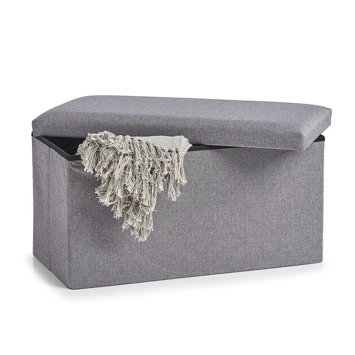 Skládací box, textilní pufa, 2 v 1, barva šedá, ZELLER - EDAXO.CZ s.r.o.