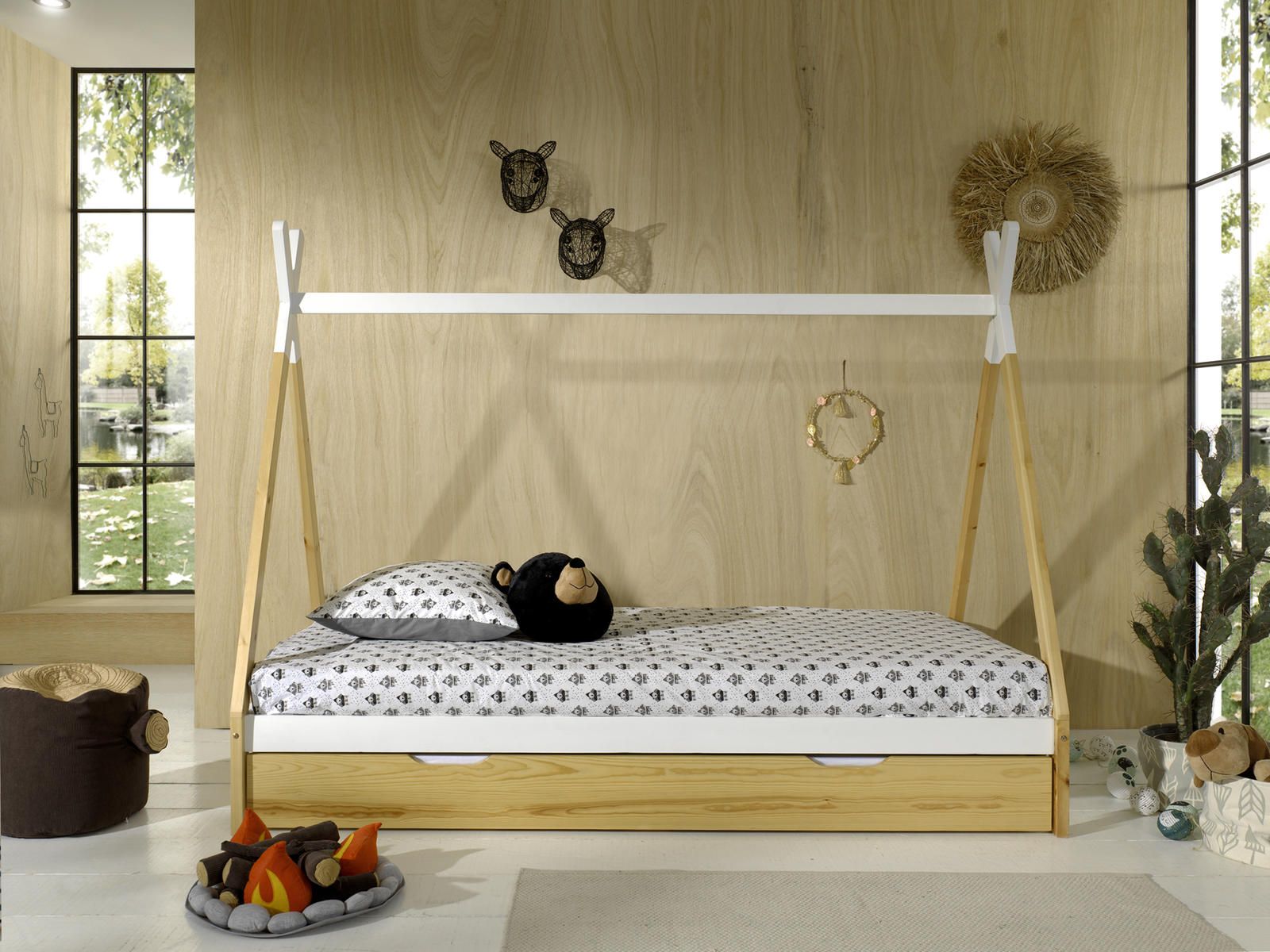 Aldo Domečková postel s přistýlkou přírodním Vigi - Nábytek ALDO