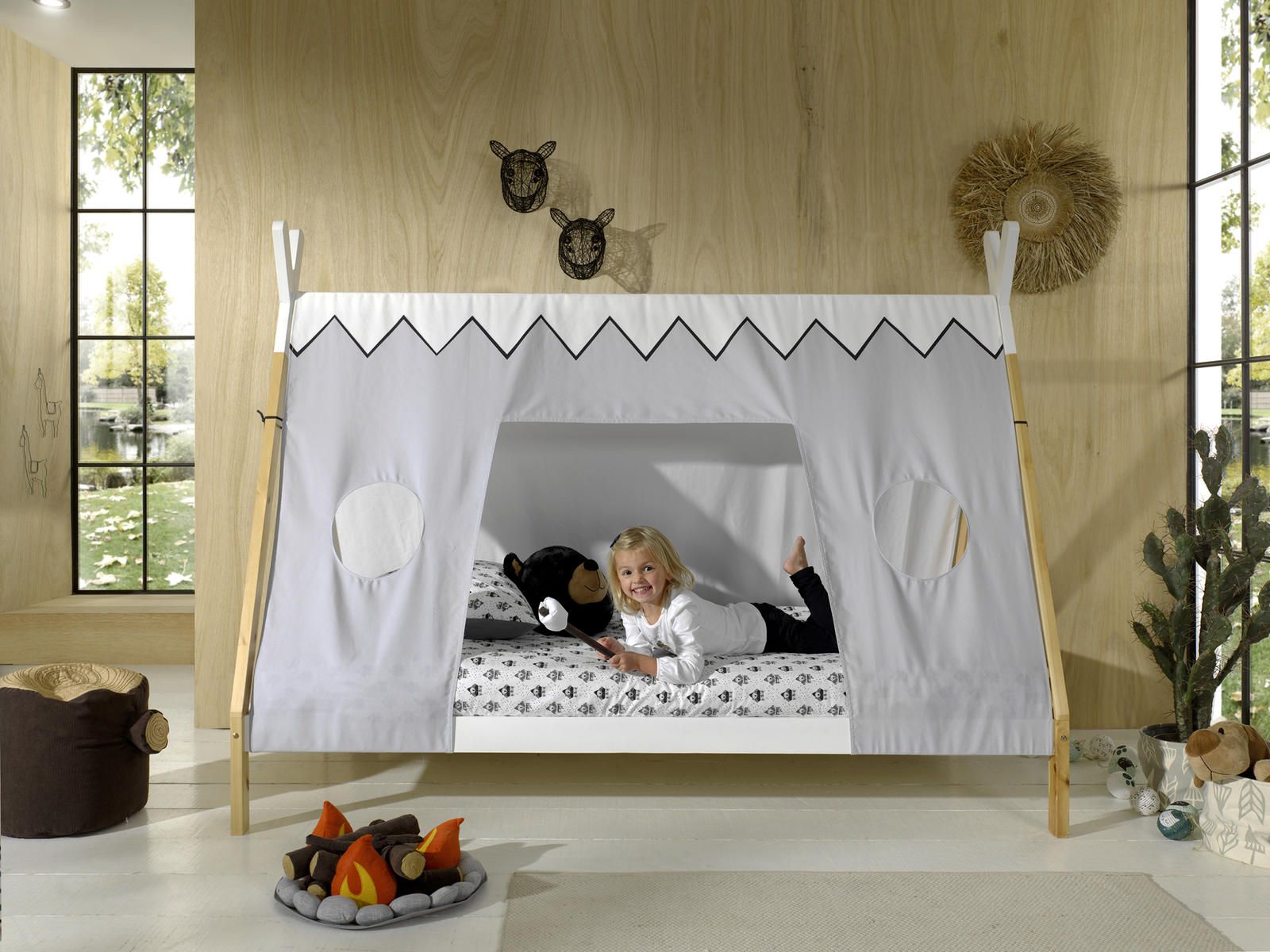 Aldo Domečková postel z masivu Vigi simple s textilií - Nábytek ALDO