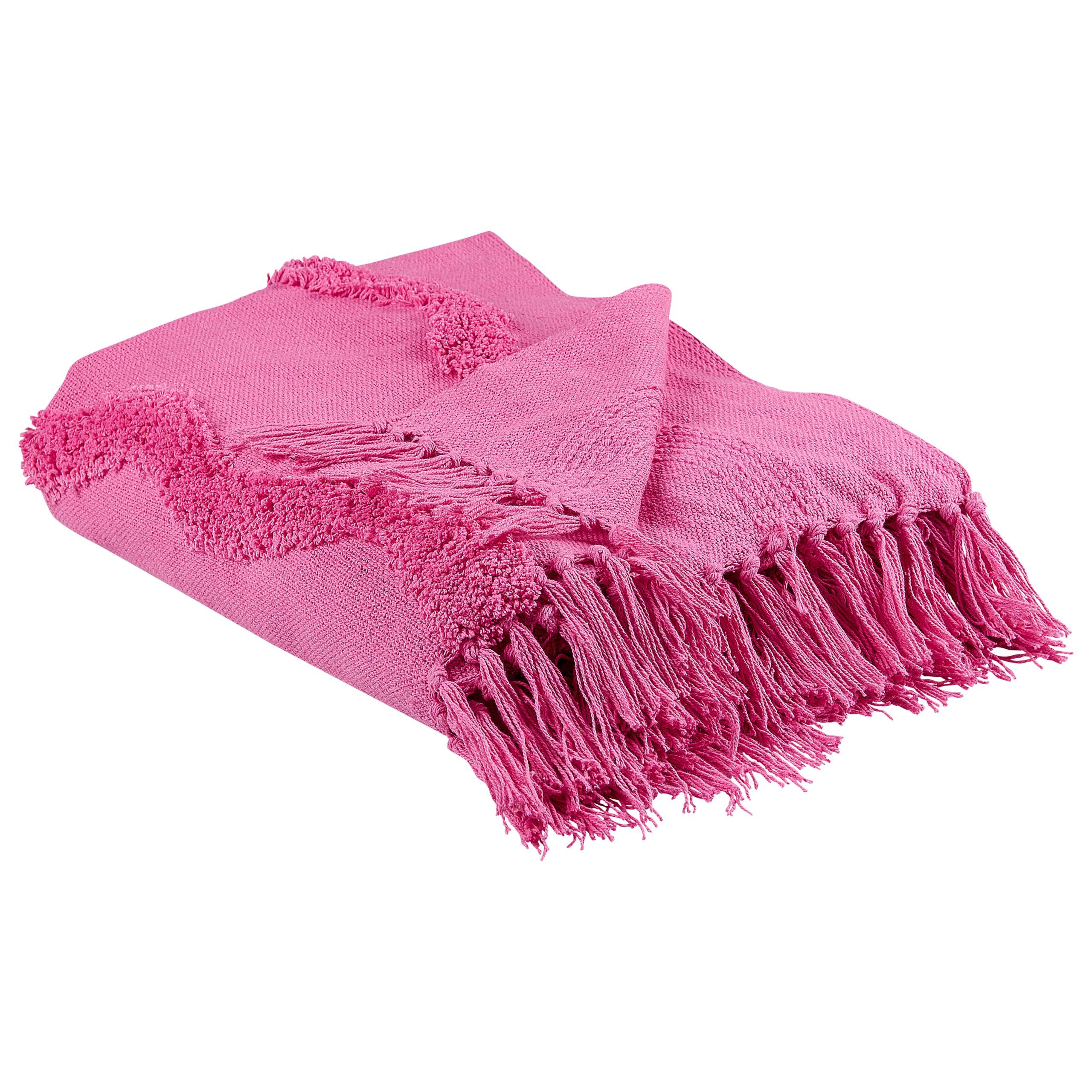Bavlněná deka 125 x 150 cm růžová KHARI - Beliani.cz