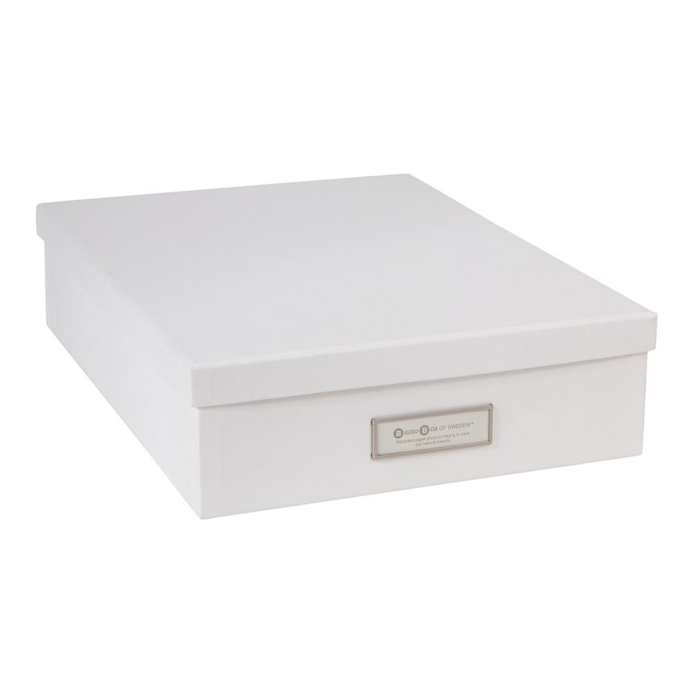Bílý úložný box se jmenovkou na dokumenty Bigso Box of Sweden Oskar, velikost A4 - Bonami.cz
