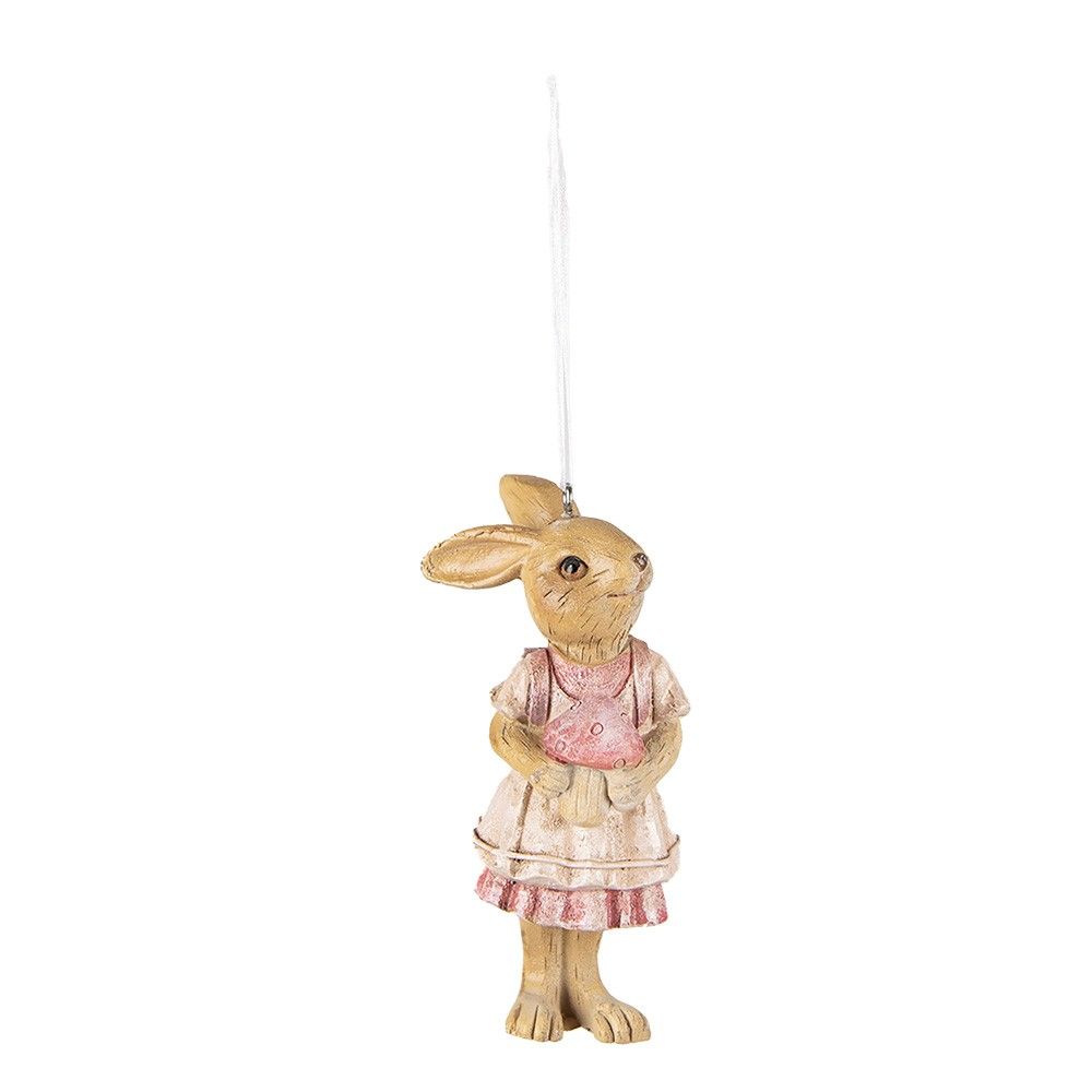 Závěsná dekorace králičí slečna v sukni s brašnou - 4*4*11 cm Clayre & Eef - LaHome - vintage dekorace