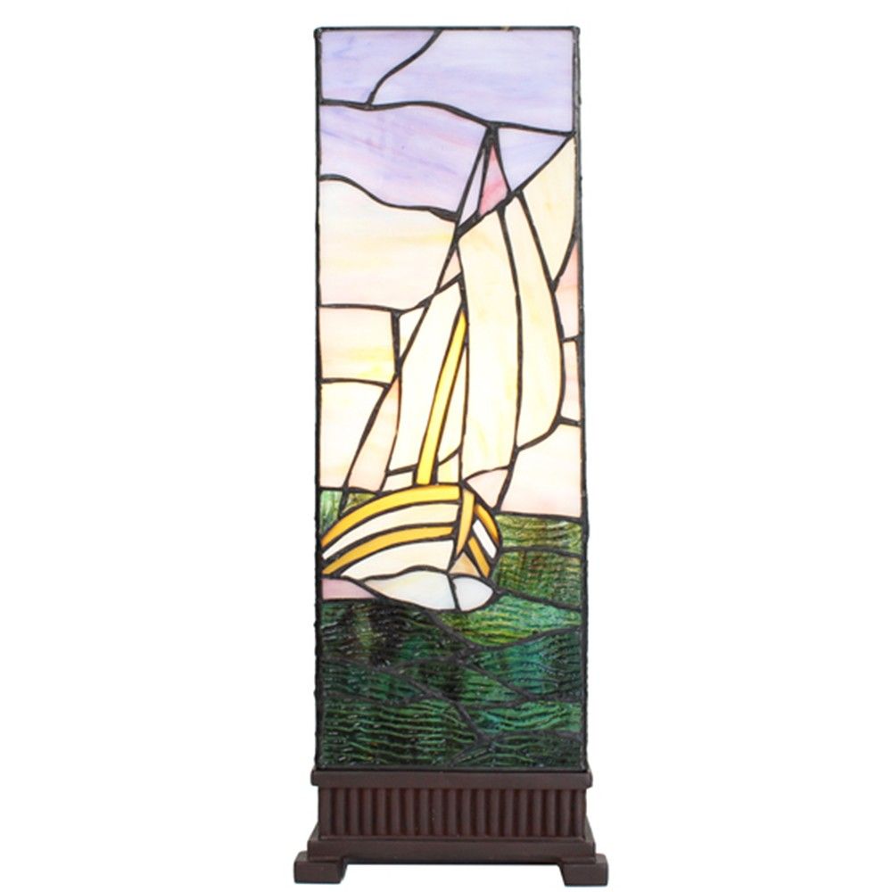 Stolní lampa Tiffany s plachetnicí Viw - 18*18*48 cm E14/max 1*40W Clayre & Eef - LaHome - vintage dekorace