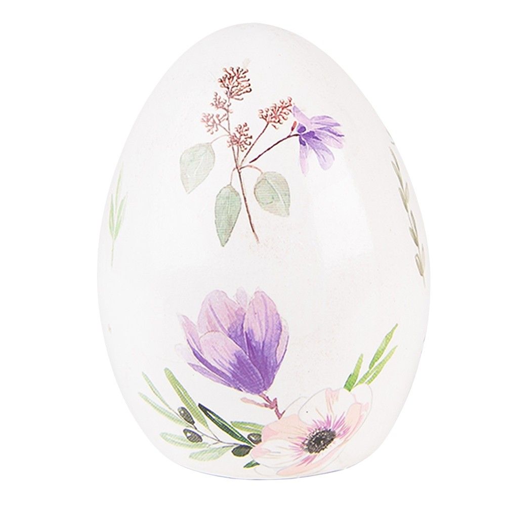 Dekorace keramické vajíčko s barevnými květy - 7*7*10 cm Clayre & Eef - LaHome - vintage dekorace