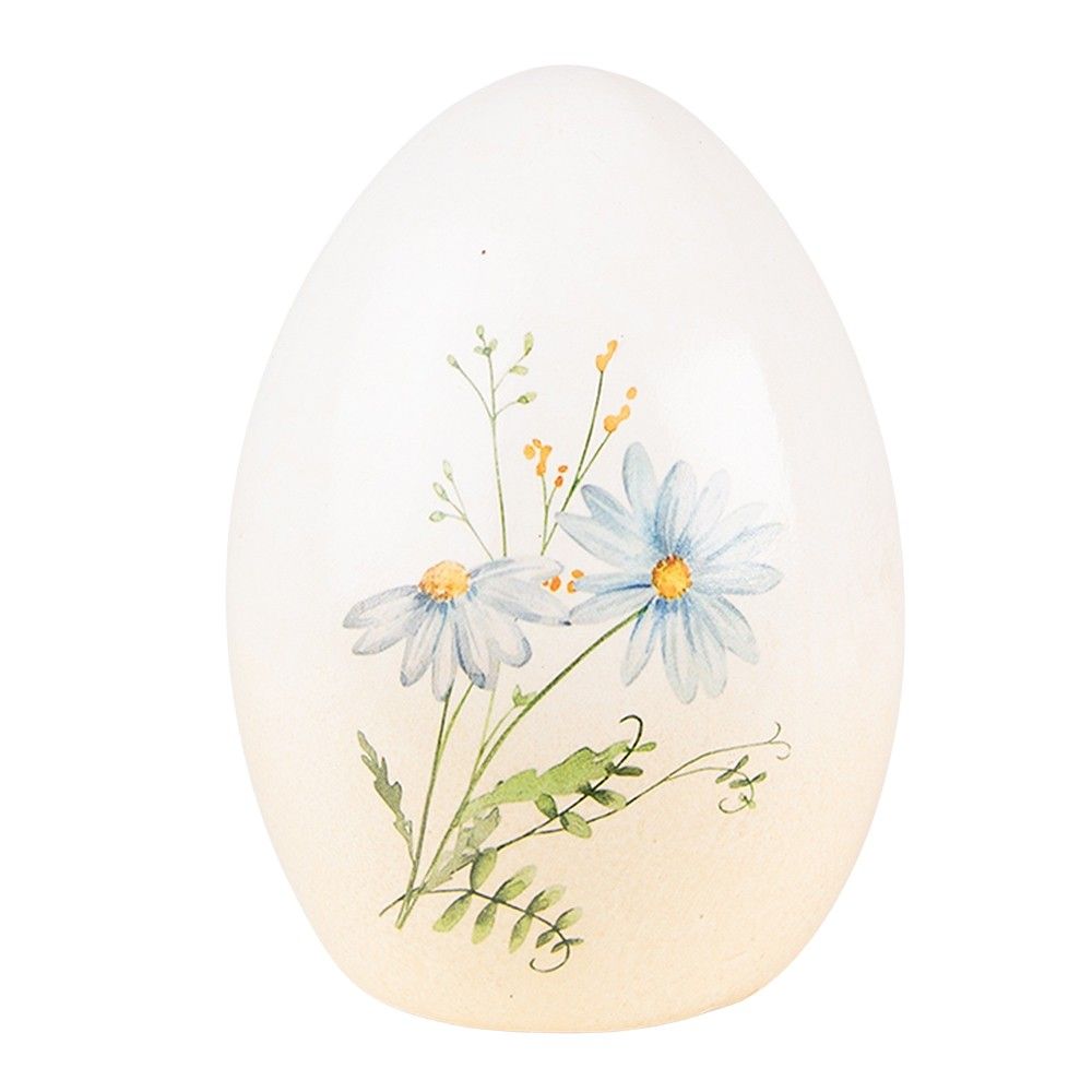 Dekorace keramické vajíčko s modrými květy - 10*10*14 cm Clayre & Eef - LaHome - vintage dekorace