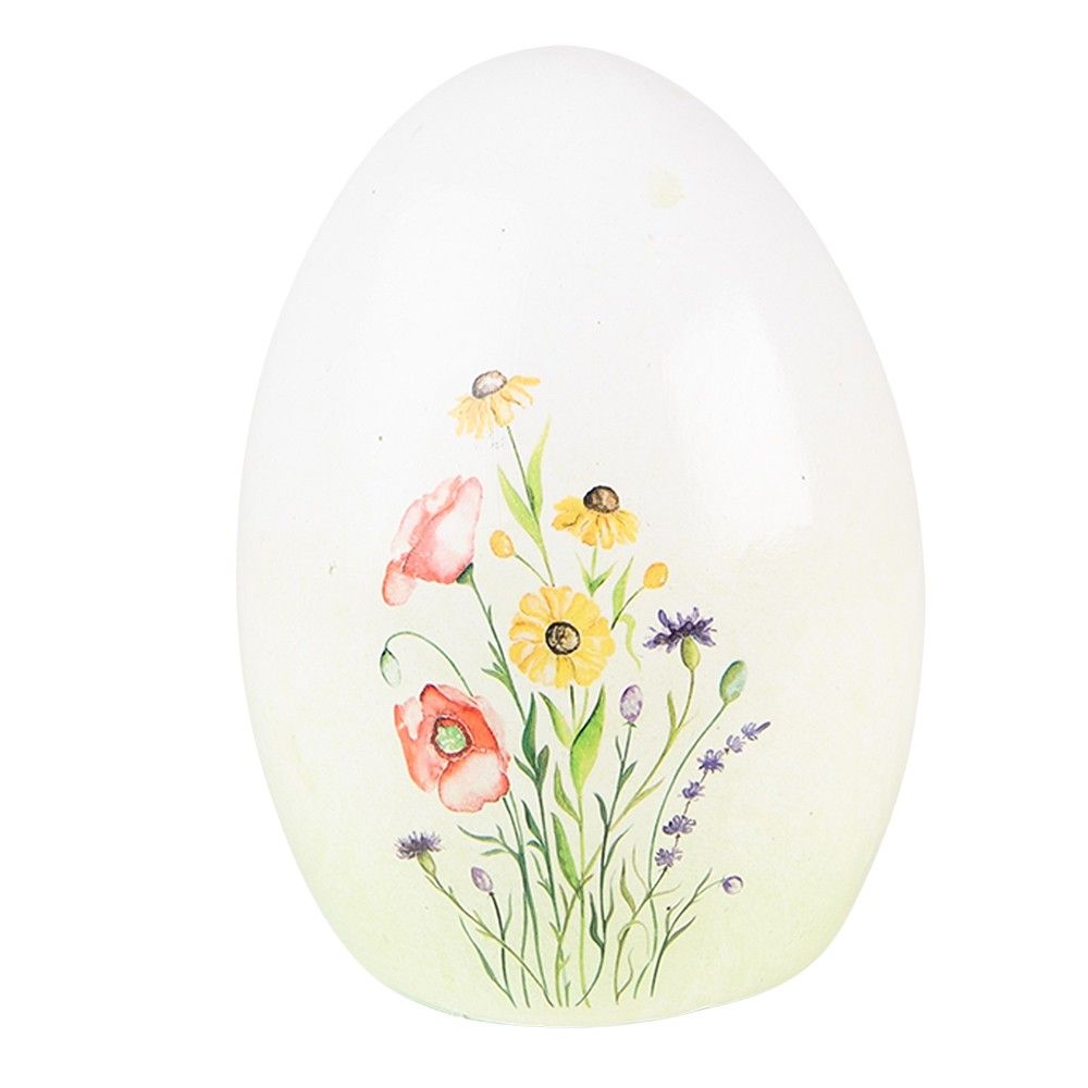 Dekorace keramické vajíčko s lučními květy - 10*10*14 cm Clayre & Eef - LaHome - vintage dekorace