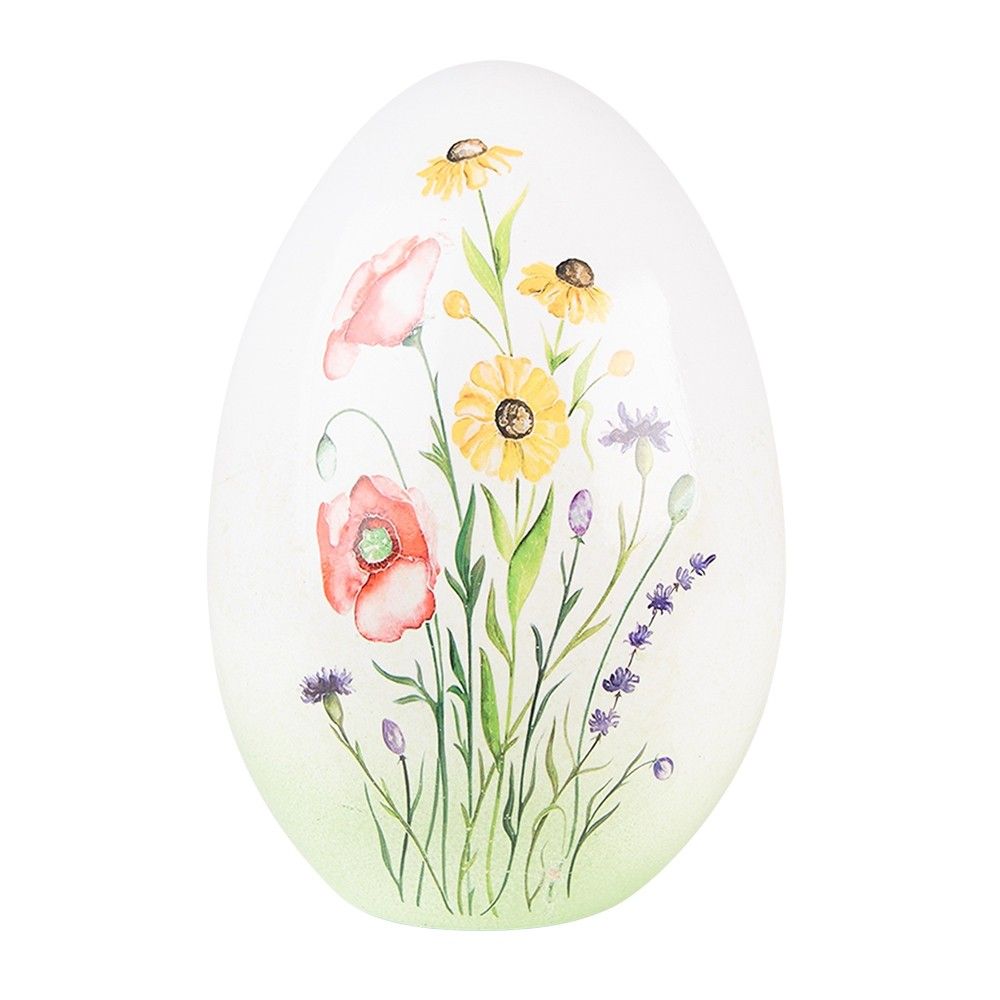 Dekorace keramické vajíčko s lučními květy - 11*11*17 cm Clayre & Eef - LaHome - vintage dekorace