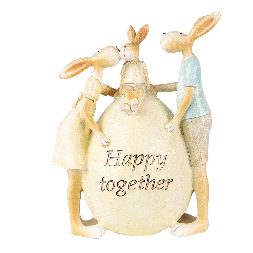 Velikonoční dekorace králíčci u vajíčka Happy together - 13*9*17 cm Clayre & Eef - LaHome - vintage dekorace