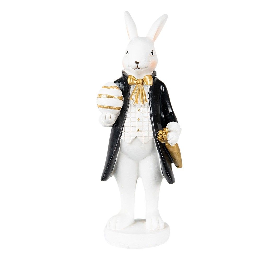 Velikonoční dekorace králík v kabátku držící vajíčko  - 7*6*20 cm Clayre & Eef - LaHome - vintage dekorace