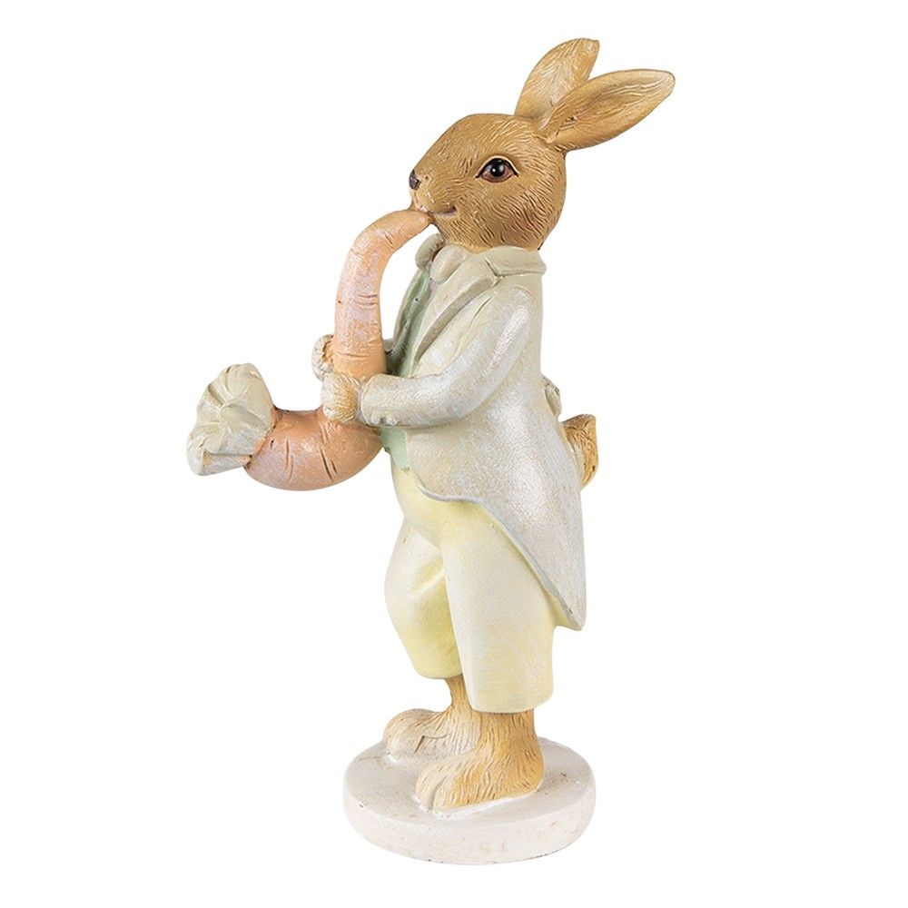 Velikonoční dekorace králík hrající na mrkev - 5*8*16 cm Clayre & Eef - LaHome - vintage dekorace