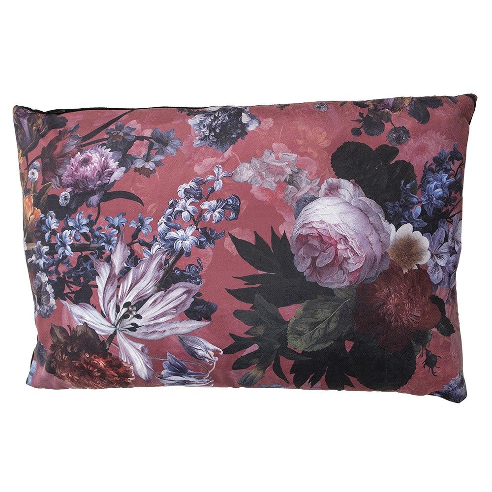Růžový květovaný polštář s výplní - 60*40*4 cm Clayre & Eef - LaHome - vintage dekorace
