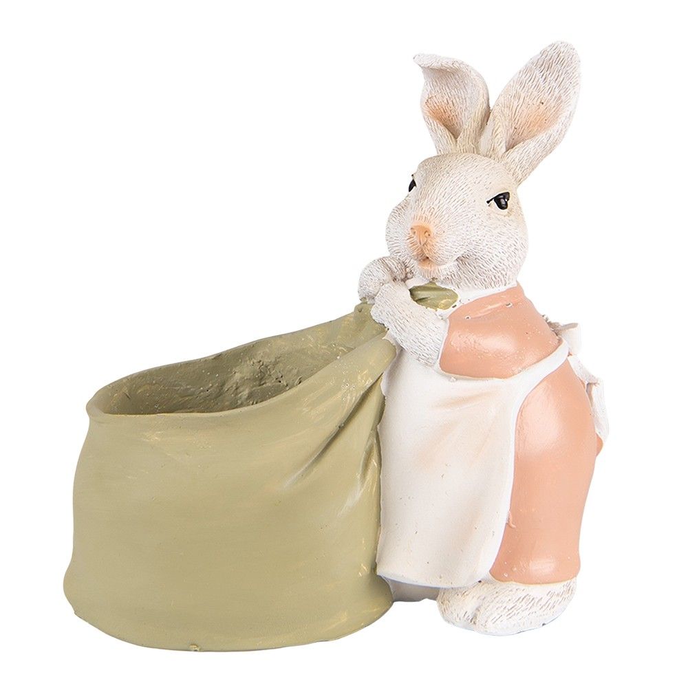 Dekorace králík s pytlem jako květináček - 15*7*14 cm Clayre & Eef - LaHome - vintage dekorace
