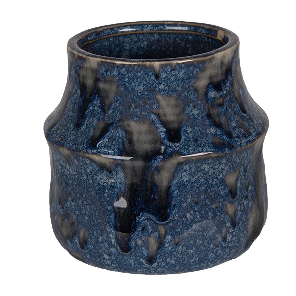 Modrý keramický obal na květináč Blue Dotty S - Ø 12*11 cm Clayre & Eef - LaHome - vintage dekorace