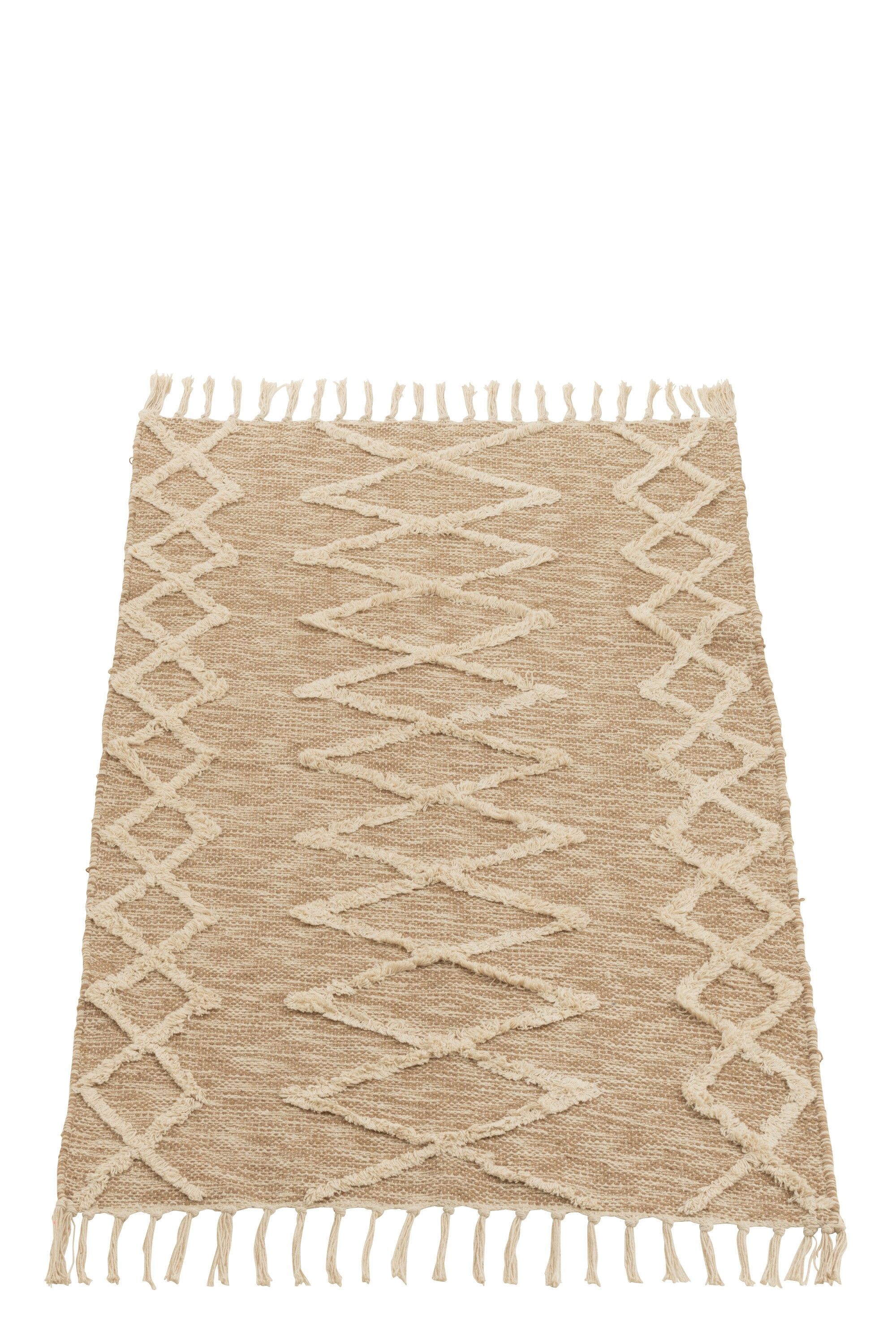 Béžový bavlněný kobereček Zita s třásněmi - 105*61 cm J-Line by Jolipa - LaHome - vintage dekorace