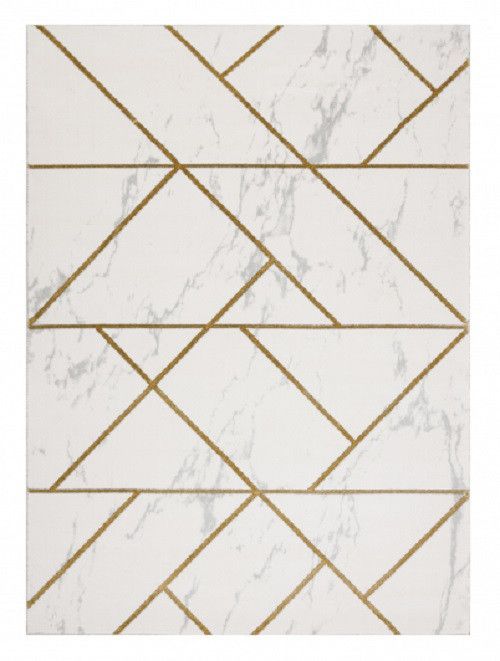 Dywany Łuszczów Kusový koberec Emerald geometric 1012 cream and gold - 80x150 cm - Mujkoberec.cz